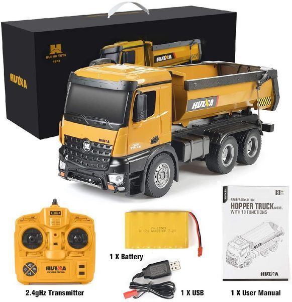 Huina Toys 1573 1:14 Самоскид на радіокеруванні з рухомим кузовом Yellow 1114 фото