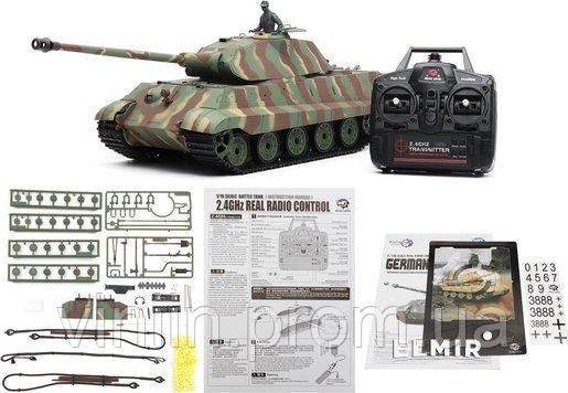 Танк HENG LONG German King Tiger 3888-1, 1:16, дим,звук,поворот.башні .,пневм.пушка , королівський тигр 4217 фото